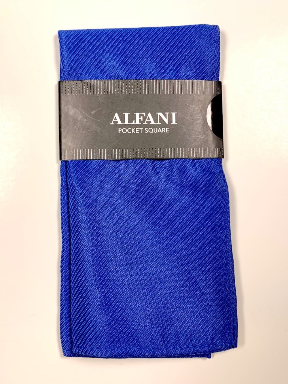 Alfani Men’s Pocket Square Handkerchief Cobalt/Royal Blue Diagonal Twill Weave